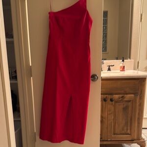 Anthropologie Red One Shoulder Dress